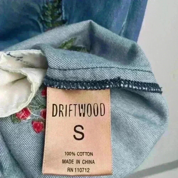 Anthropology driftwood  embroidered vintage denim mabel shirt dress size S - Picture 9 of 10